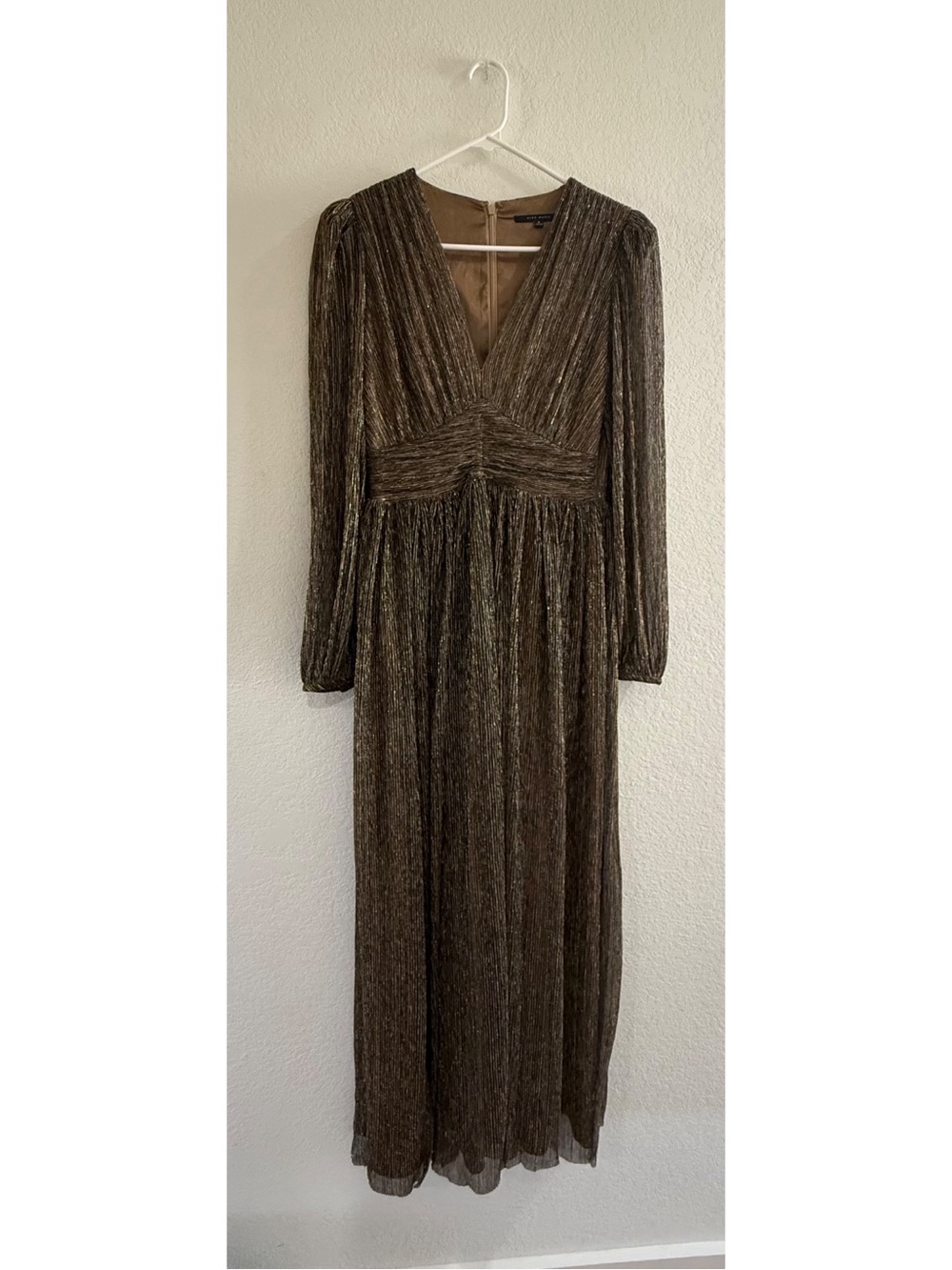 Alex Marie Metallic Bronze V-Neck Maxi Dress